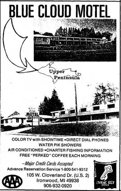 Love Hotels Timberline By OYO Lake Superior (Blue Cloud Motel) - June 20 1985 Ad